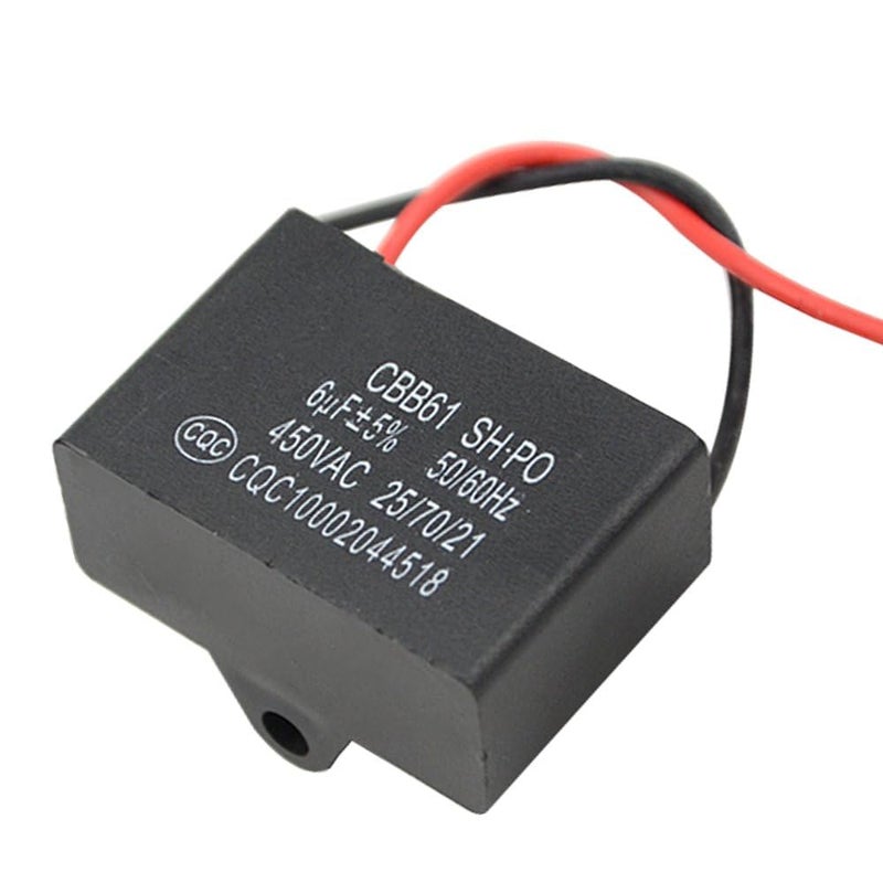 WMYCONGCONG 5 PCS CBB61 Ceiling Fan Capacitor Replacement 2 Wire Metalized Polypropylene Film Capacitors for Wall Fan Motor Run Capacitor 6 uF 450V 50/60 Hz - Image 5